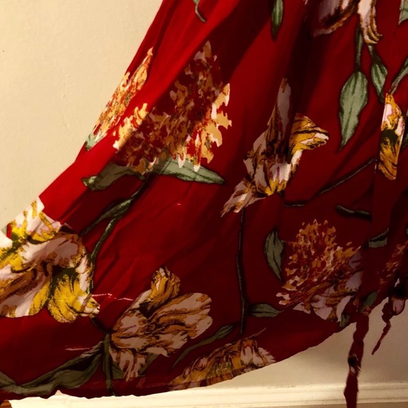 🚫❌SOLD🚫❌Burnt Color Red Floral Maxi Dress - Picture 6 of 8